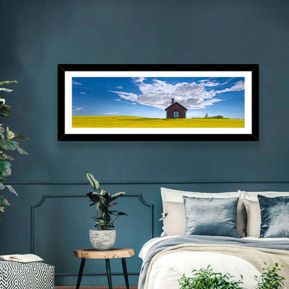 Red Barn in Golden Wheat Field Wall Art