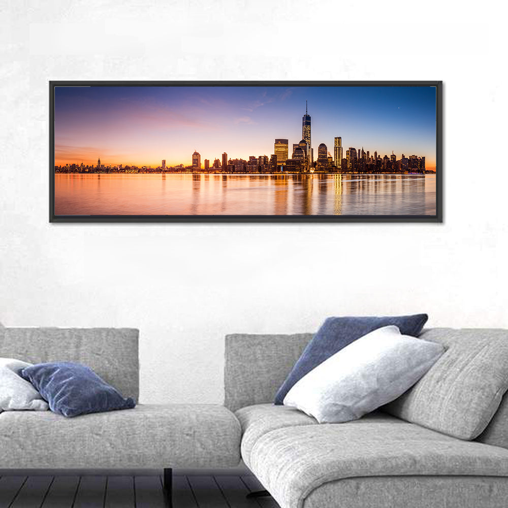One World Trade Center Sunrise Wall Art in a room, panoramic