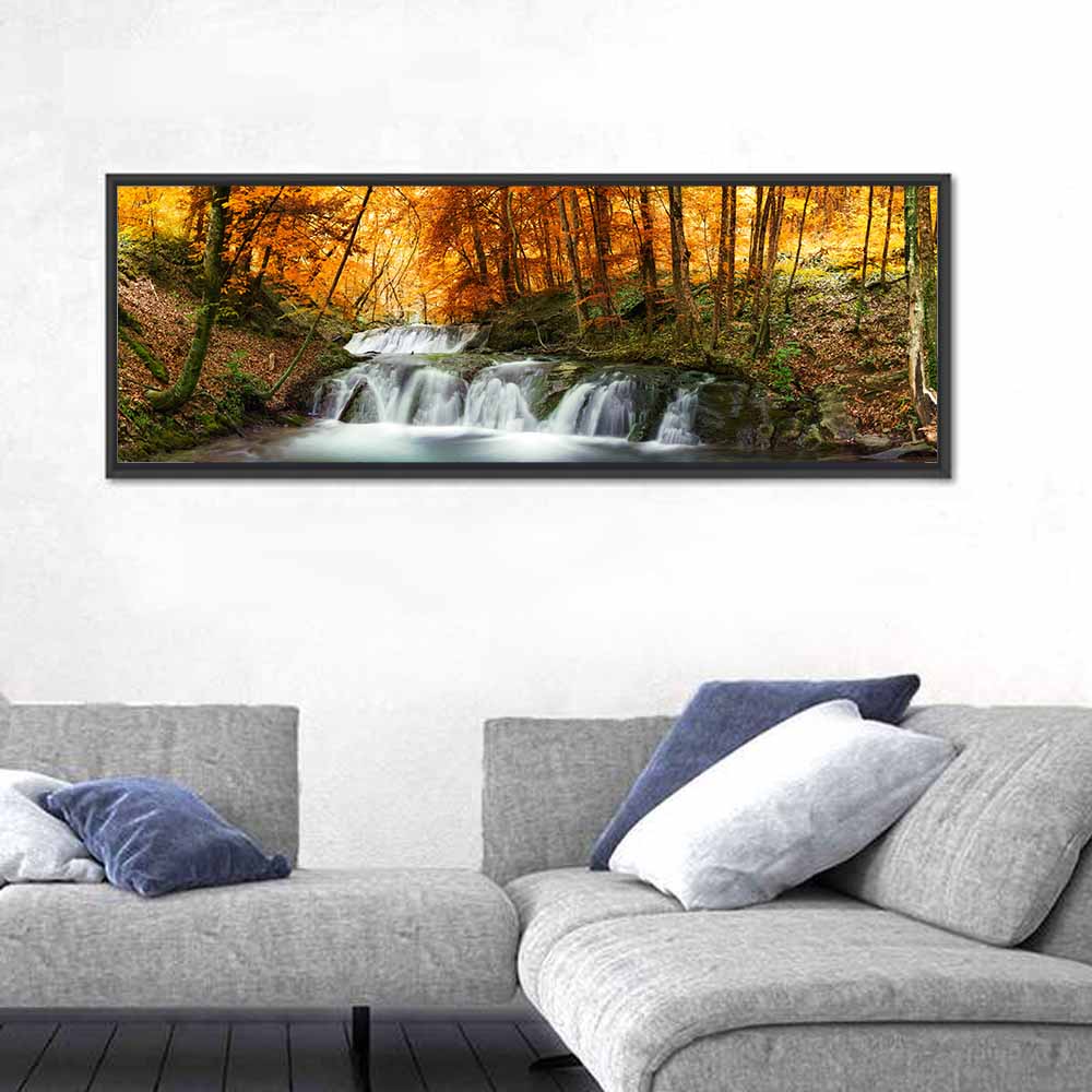 Autumn Forest Waterfall Wall Art