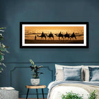 Camel Caravan Silhouette on Wet Sand Wall Art