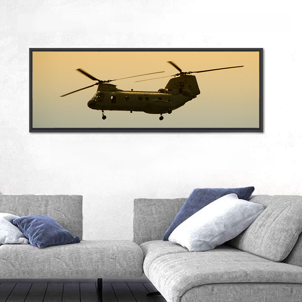 US Apache Helicopter Dawn Profile Wall Art