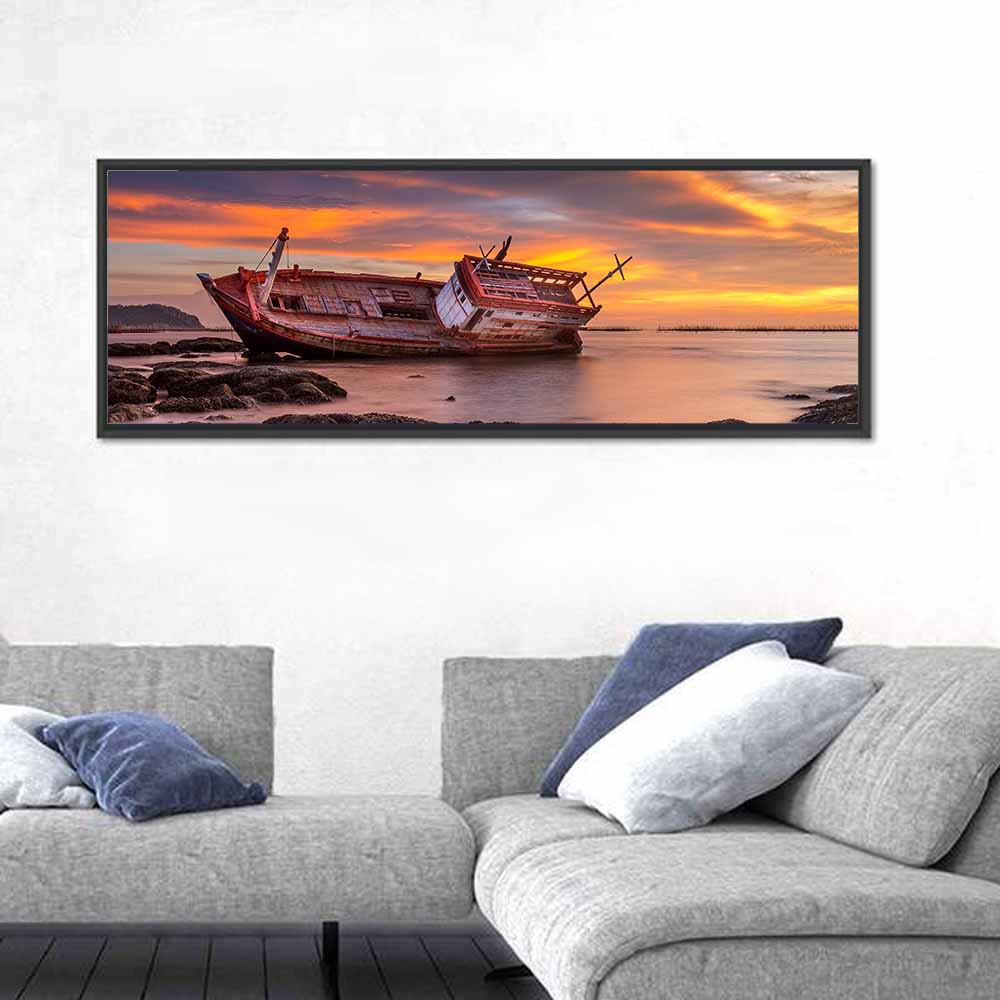 Shipwreck at Sunset Wall Art
