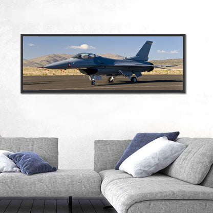 Fighter Jet Side Profile on Runway Wall Art
