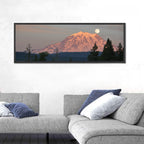 Mount Rainier Alpenglow with Full Moon Wall Art