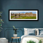 Badlands Meadow and Rock Formations Wall Art