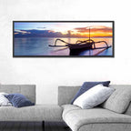 Jukung Fishing Boat at Sunset Wall Art