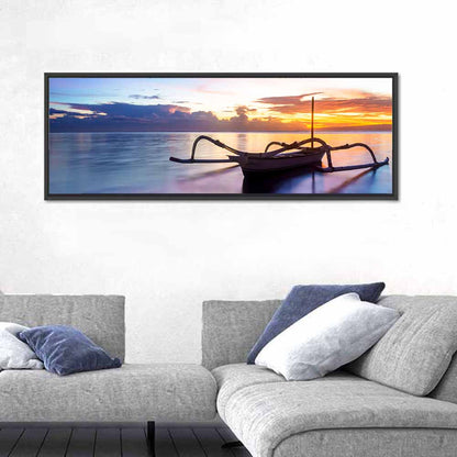 Jukung Fishing Boat at Sunset Wall Art