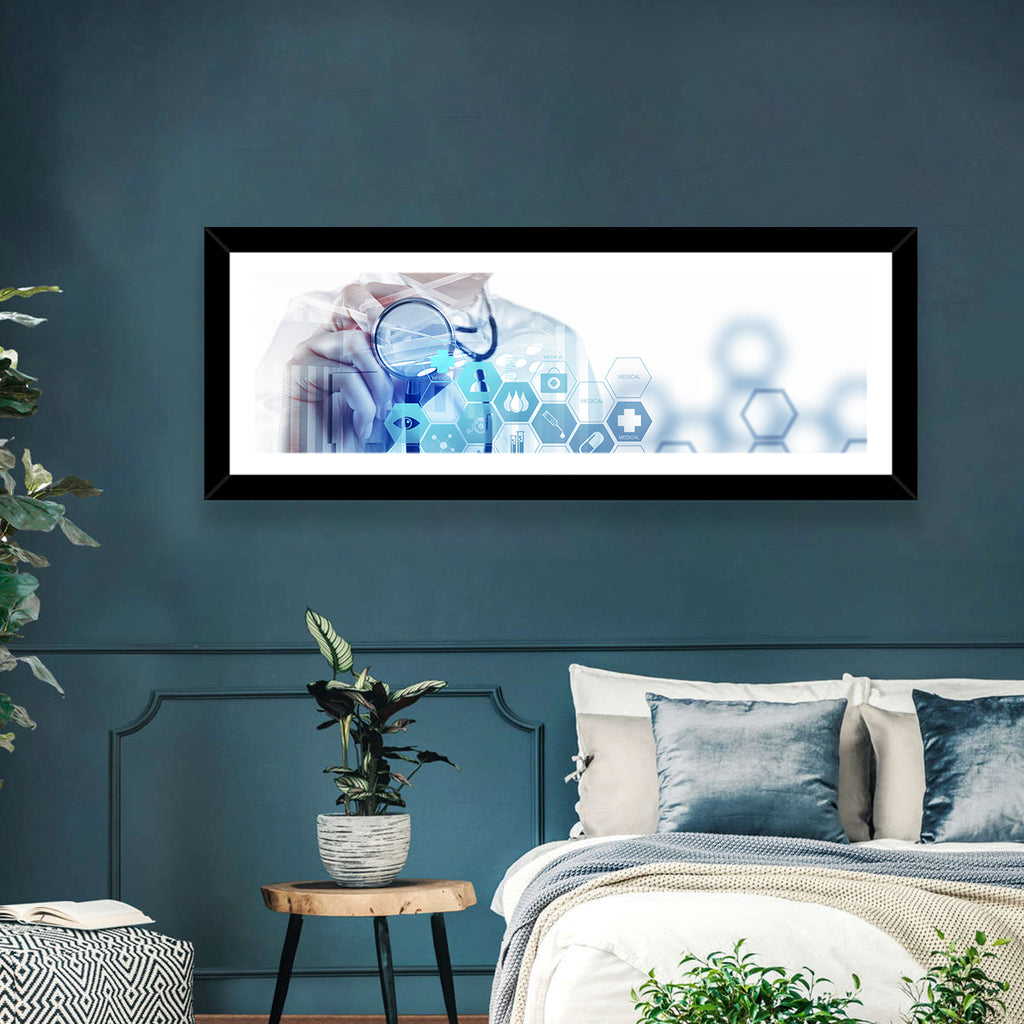 Stethoscope Checkup with Medical Icons Wall Art