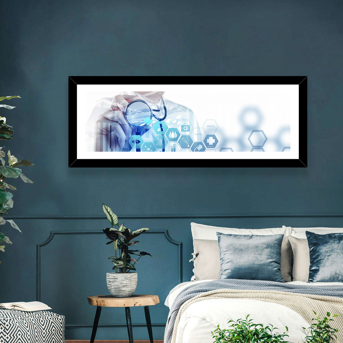Stethoscope Checkup with Medical Icons Wall Art