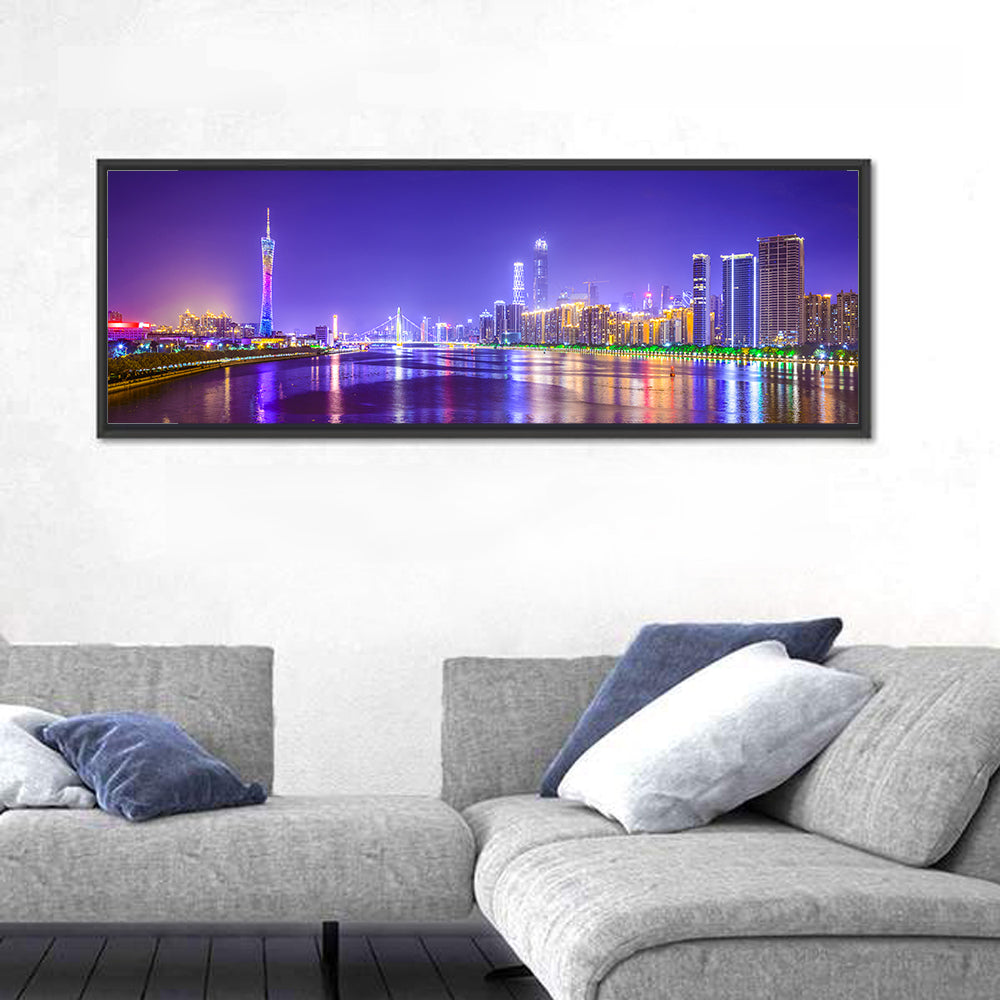 Guangzhou Skyline Night Over Pearl River Wall Art