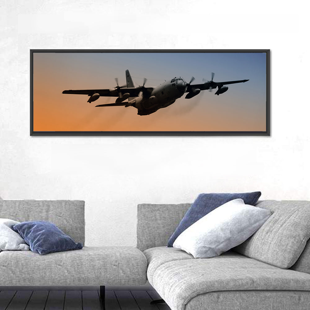 Four-engine Military Transport at Dusk Wall Art