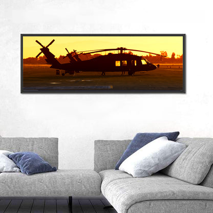 Military Helicopter at Base Wall Art