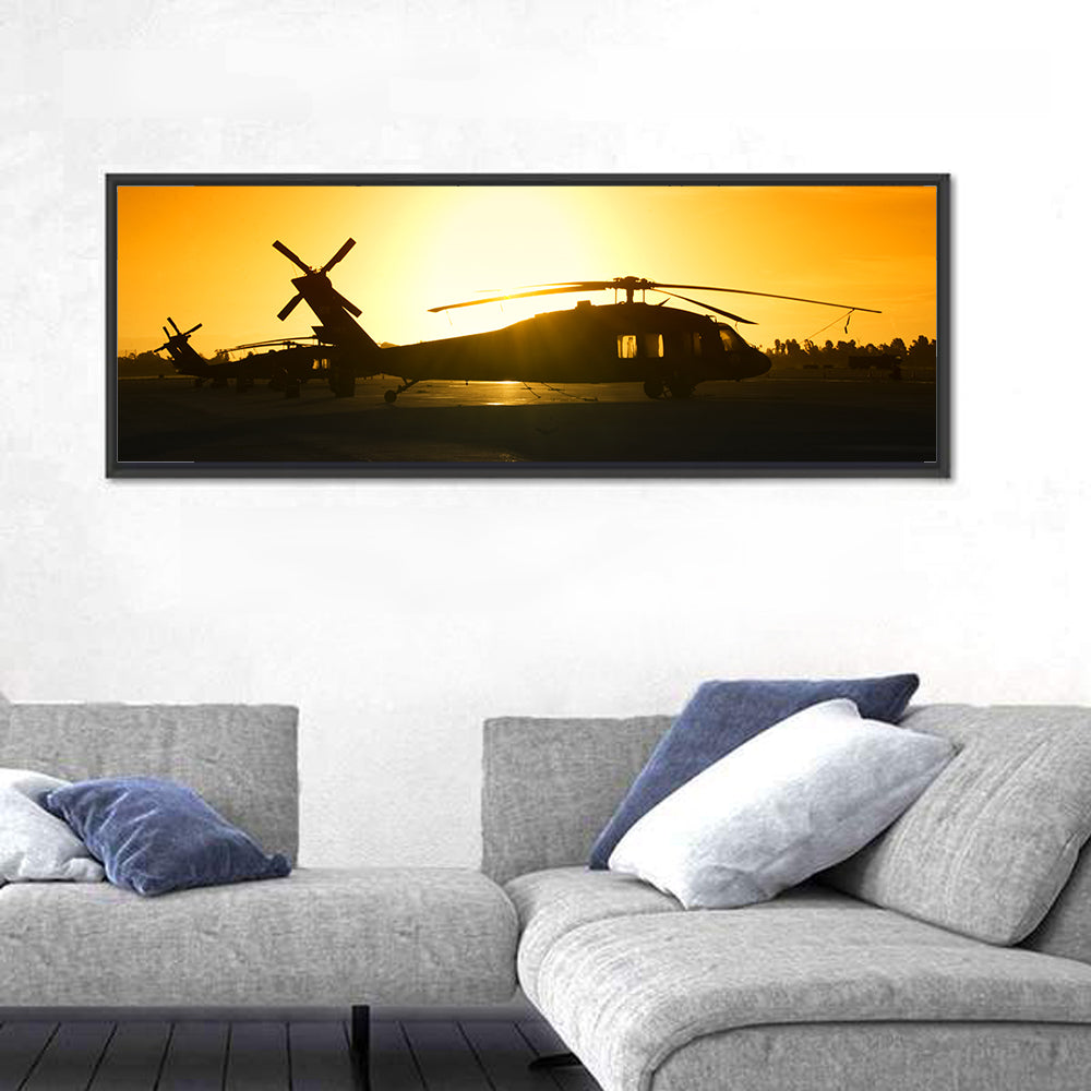 Military Helicopter at Sunset Wall Art