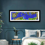 Mediterranean Sea Shaded Relief Map Wall Art