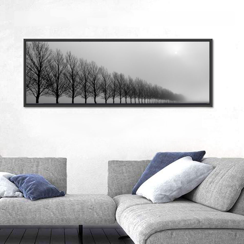 Misty Row of Bare Trees Wall Art