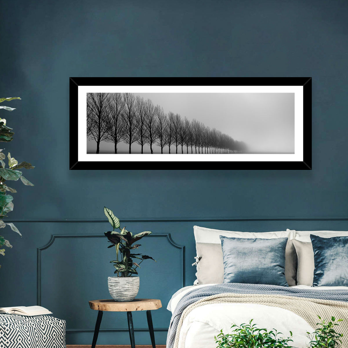 Foggy Autumn Trees Row Wall Art