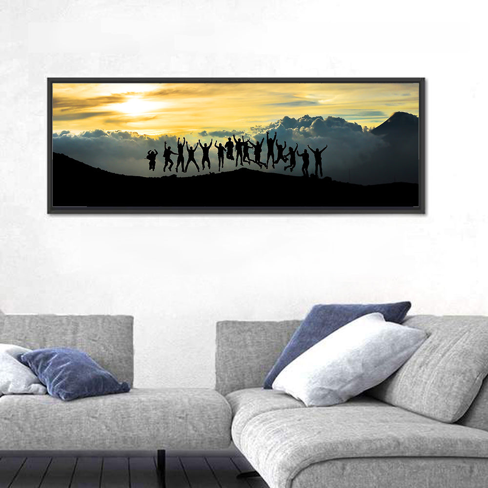 Golden Team Silhouettes at Sunset Wall Art