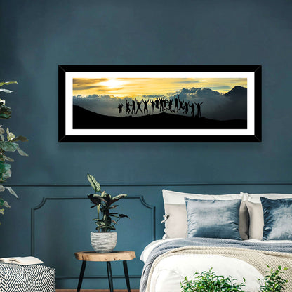 Golden Team Silhouettes at Sunset Wall Art