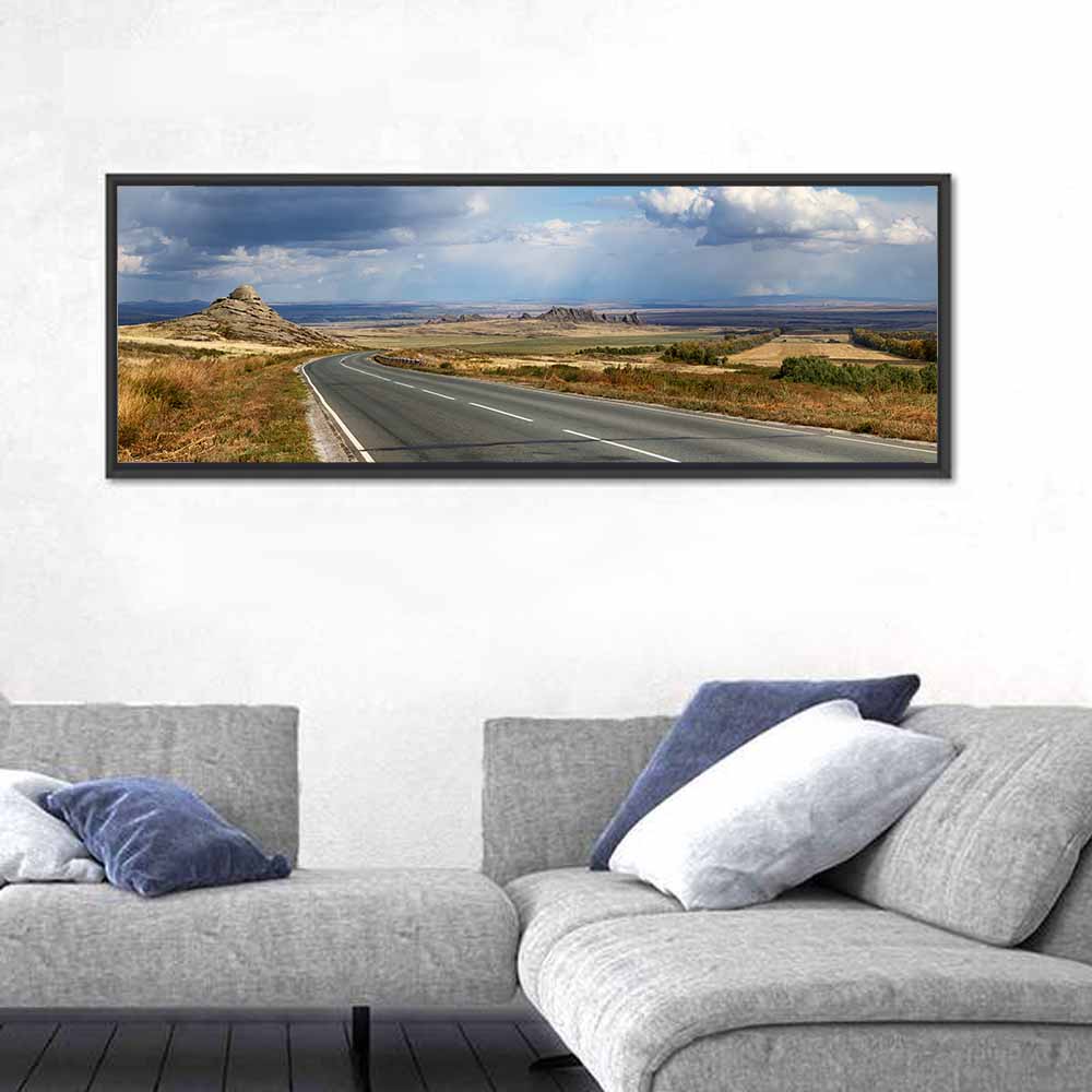 East Kazakhstan Road Wall Art in a room, panoramic