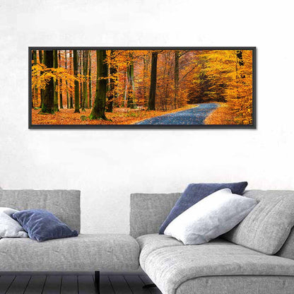 Curving Autumn Road in Beech Forest Wall Art
