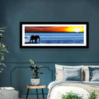 Elephant Silhouette at Beach Sunset Wall Art