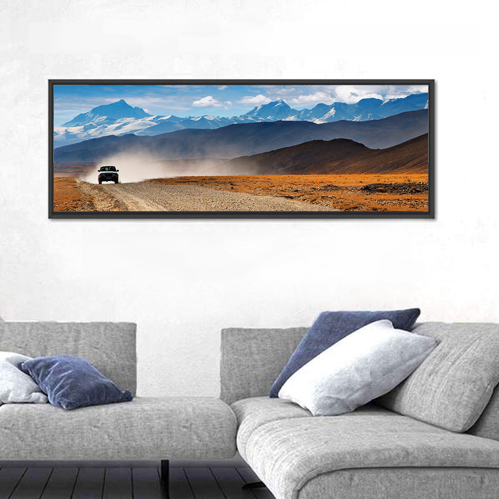 Road to Everest, Tibetan Highlands Wall Art in a room, panoramic