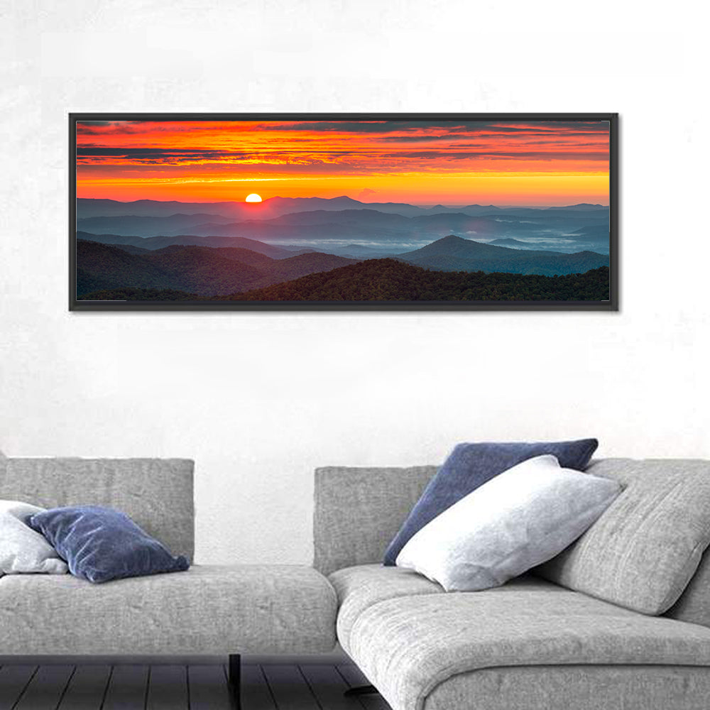 Blue Ridge Sunrise Over Misty Ridges Wall Art