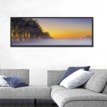 Foggy Winter Sunset Wall Art