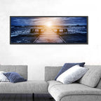 Sunlit Wooden Jetty at Dusk Wall Art