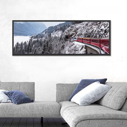 Red Train at Landwasser Viaduct Wall Art