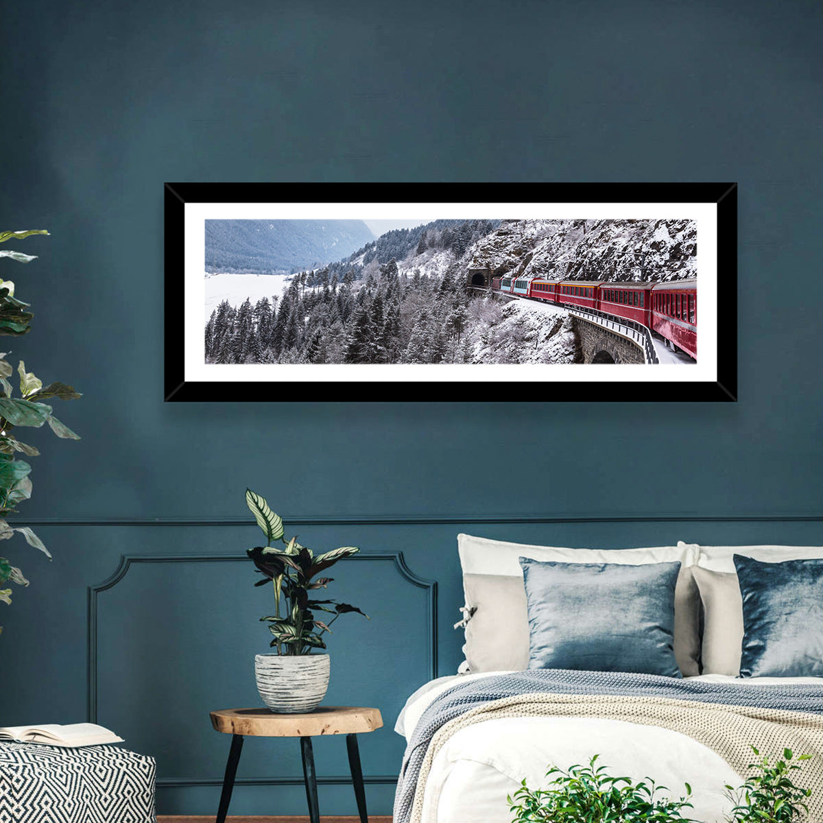 Red Train at Landwasser Viaduct Wall Art