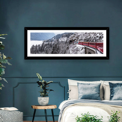 Red Train at Landwasser Viaduct Wall Art