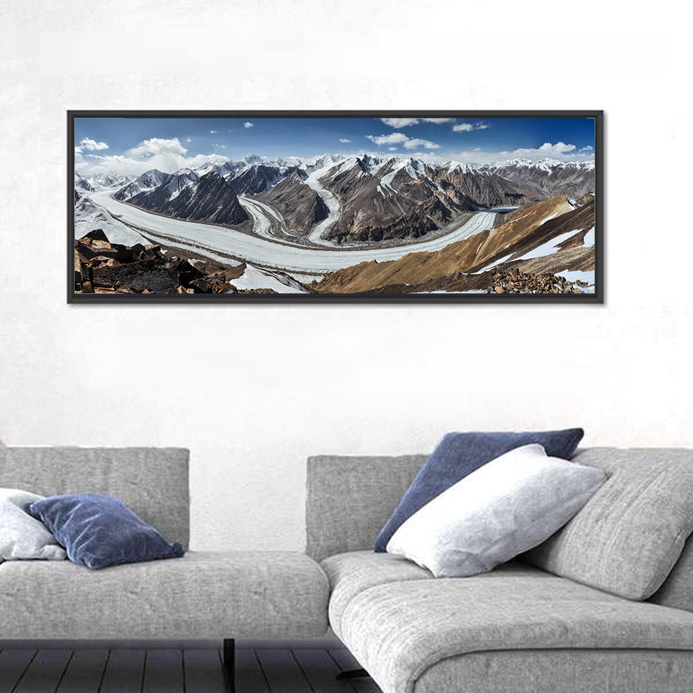 Fedchenko Glacier Valley Wall Art in a room, panoramic