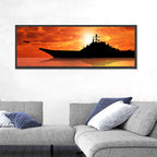 Sunset Aircraft Carrier Silhouette Wall Art