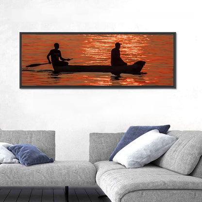 Sunset Canoe Silhouette Wall Art