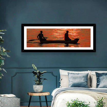 Sunset Canoe Silhouette Wall Art