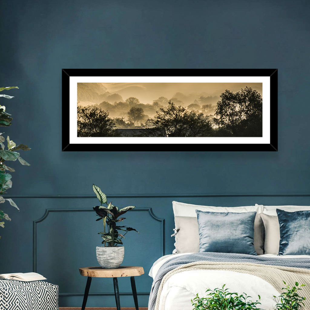 Bronze Morning Mist Over Hills Wall Art