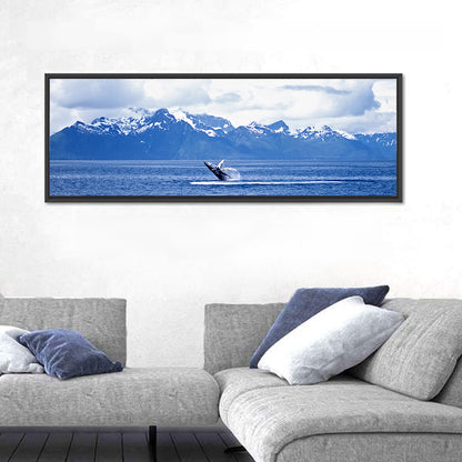 Humpback Whale with Snow Capped Mountains Wall Art