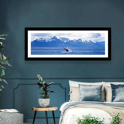 Humpback Whale with Snow Capped Mountains Wall Art