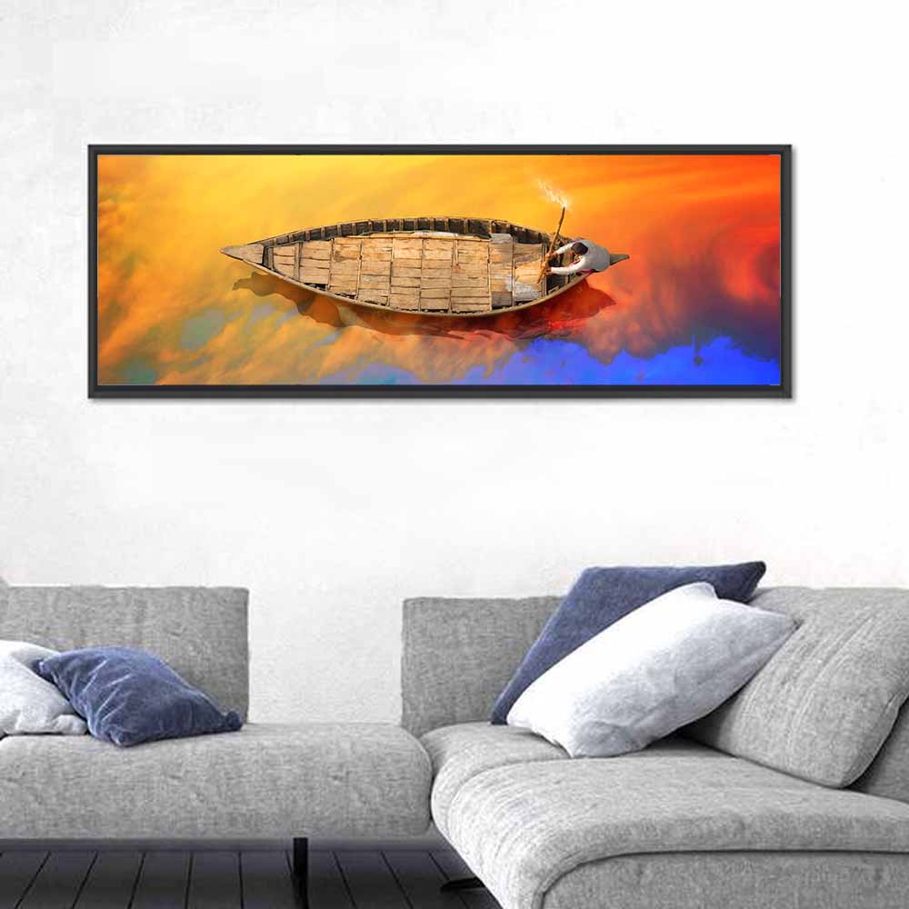 Sunset Rowboat from Above Wall Art