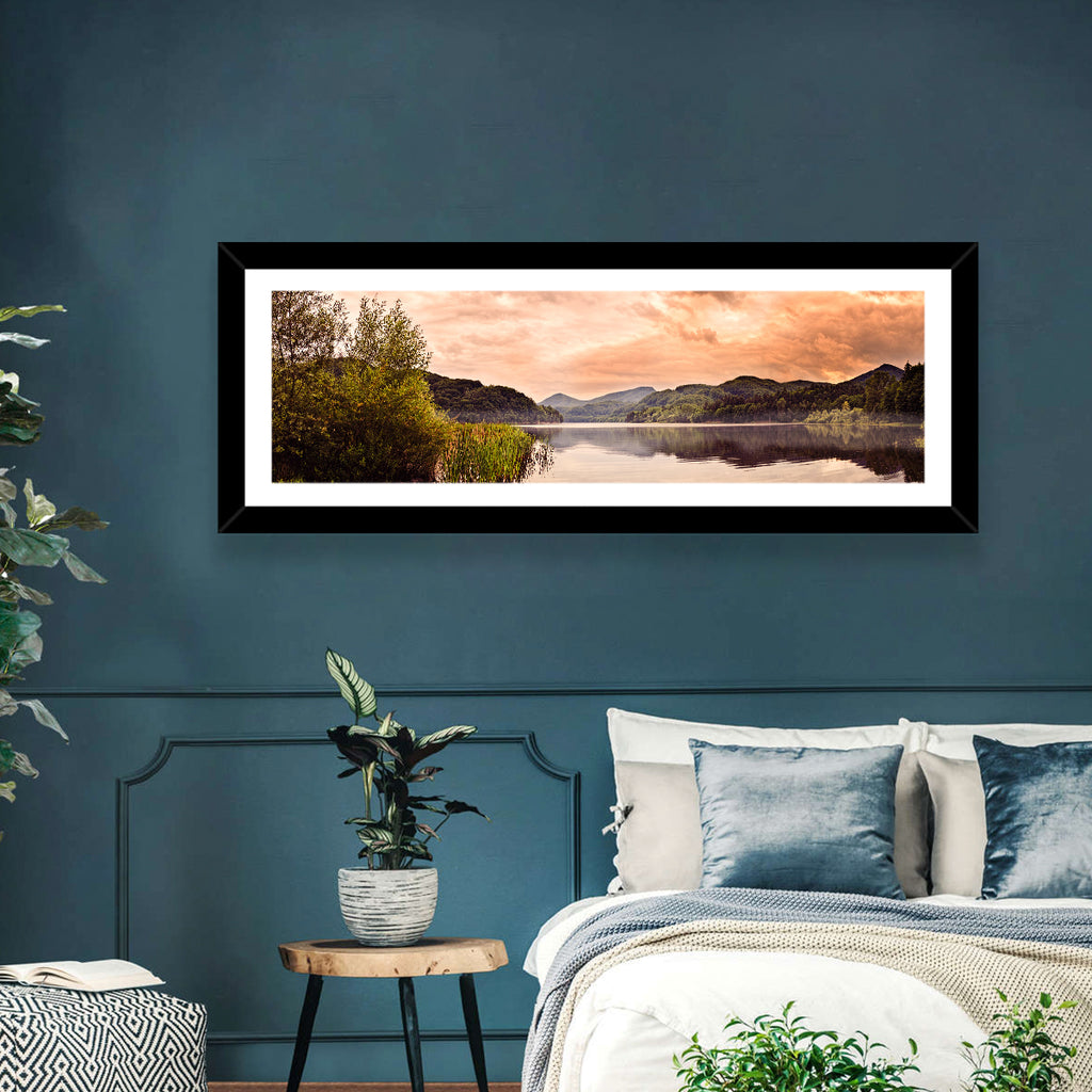 Cloudy Lake at Golden Hour Wall Art