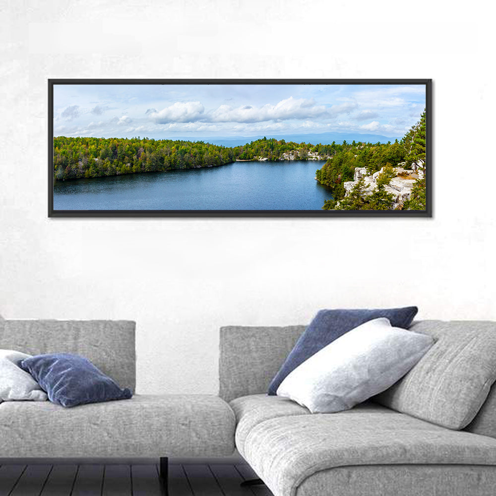 Lake Minnewaska Landscape Wall Art in a room, panoramic