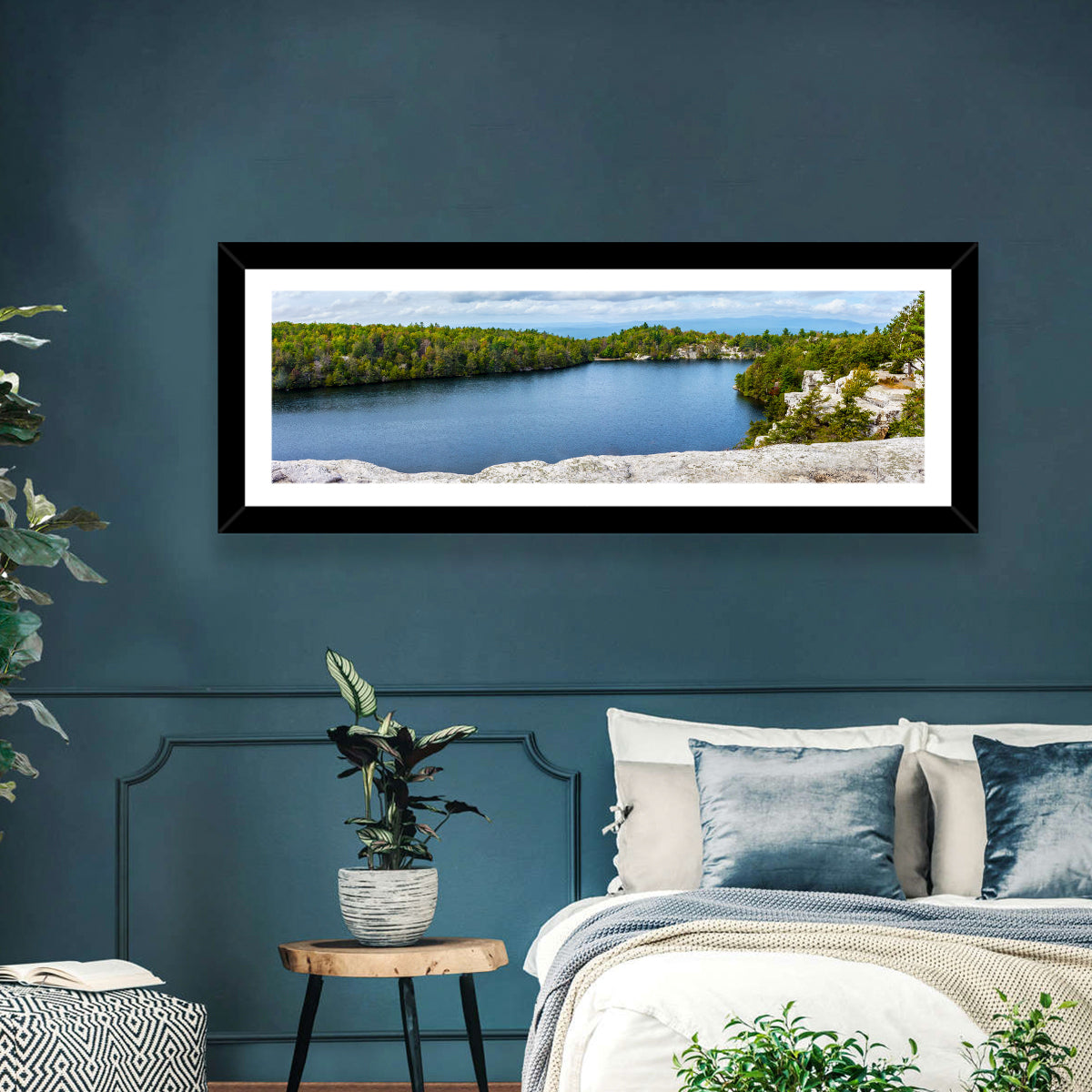 Lake Minnewaska Landscape Wall Art in a room, panoramic