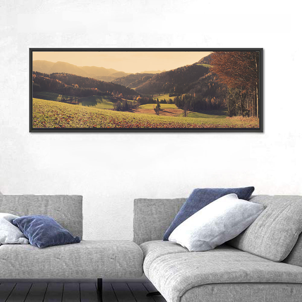 Stodertal Valley Wall Art in a room, panoramic