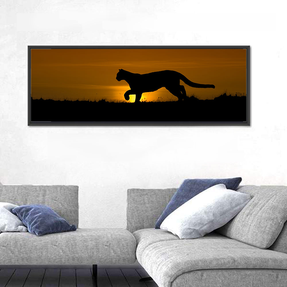 Cougar Silhouette at Sunset Wall Art