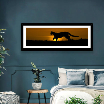Cougar Silhouette at Sunset Wall Art
