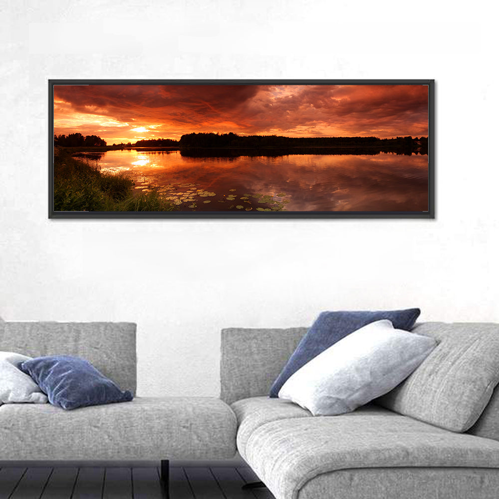 Sunset Lake Reflection Wall Art