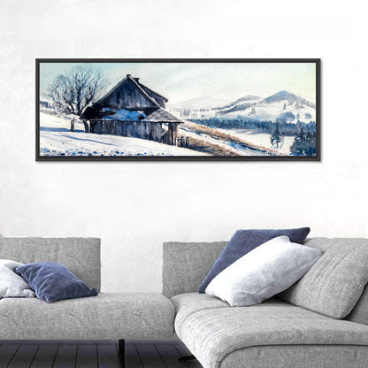Snowy Mountain Cabin Wall Art