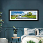 White Bus on Meadow Road Wall Art