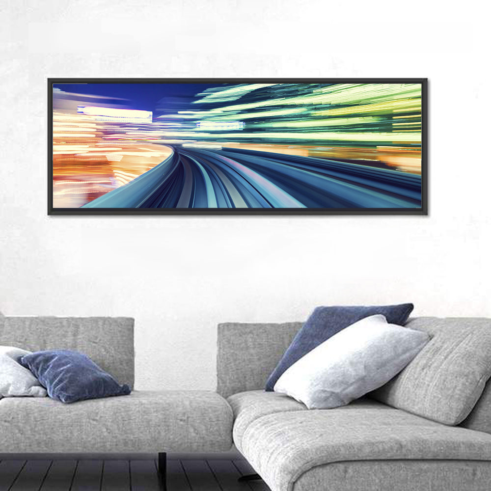 Curved Monorail Light Trails Wall Art